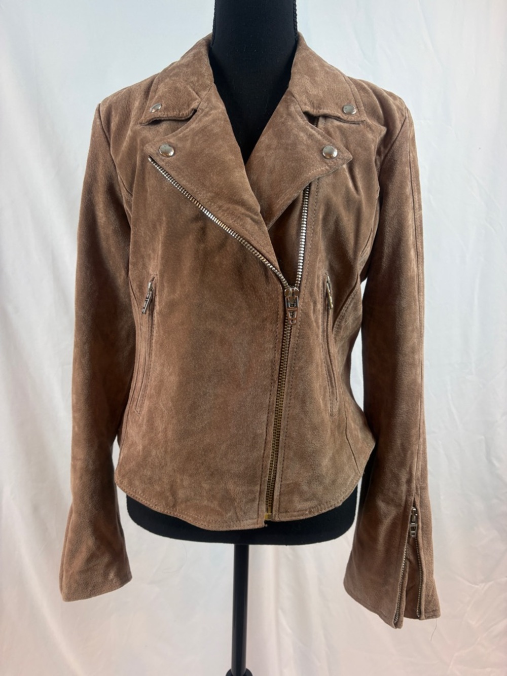 Blank‎ NYC Brown Genuine Leather Suede Moto Jacket